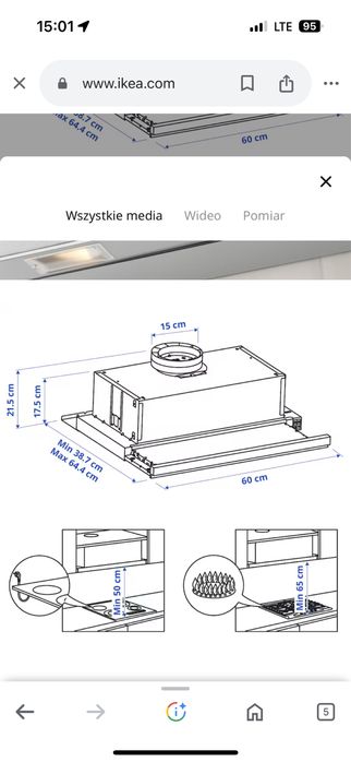 Okap kominowy stal nierdzewna