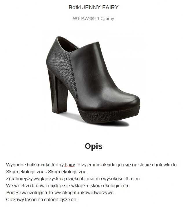 Buty na obcasie,  rozmiar 38