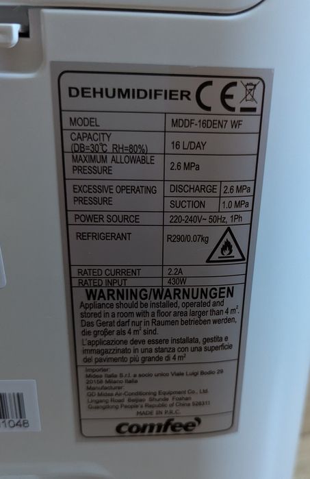 Осушувач повітря Midea Comfee MDDF-16DEN7-WF