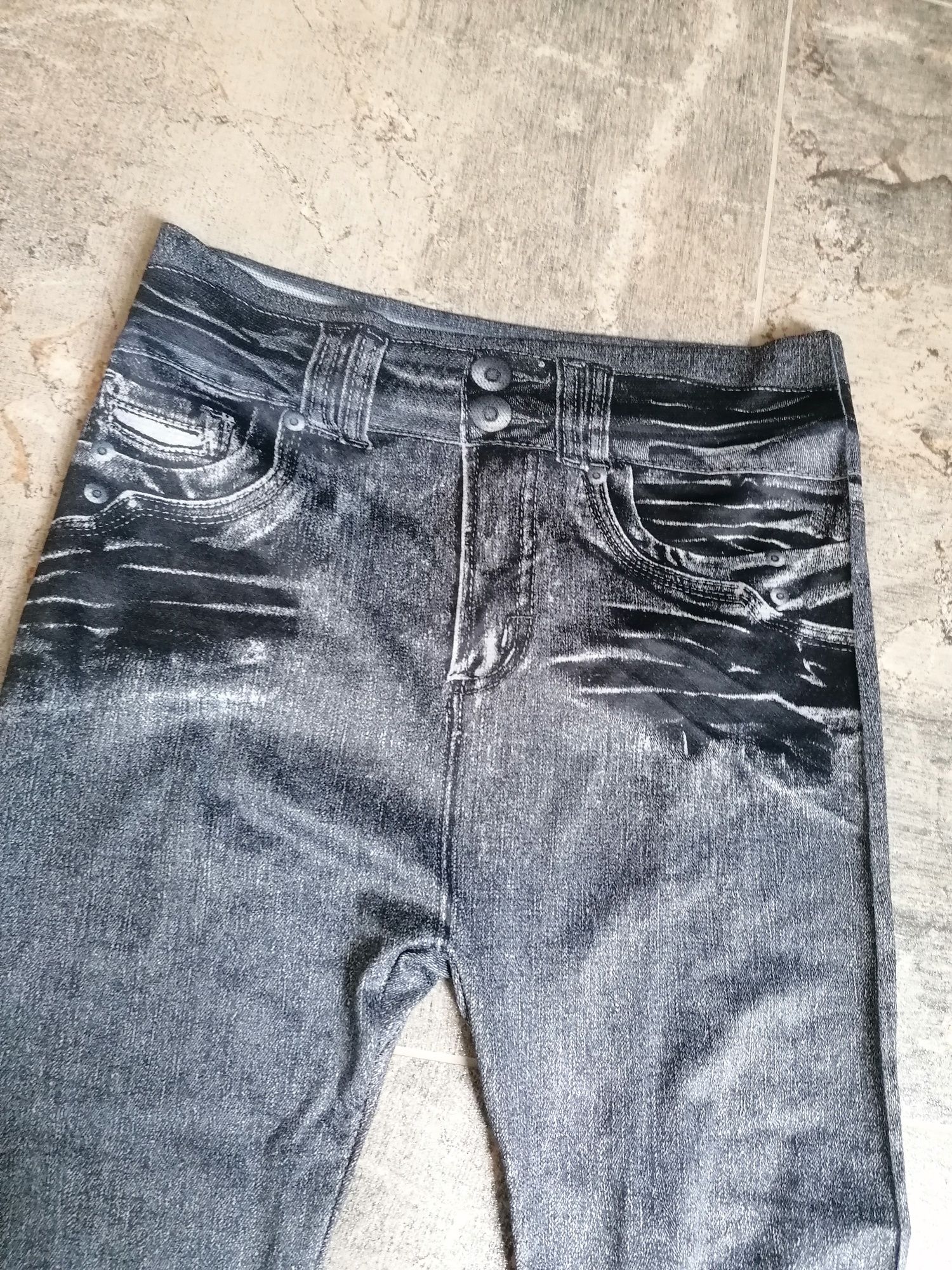 Imitacja jeansy leginsy czarne s/m