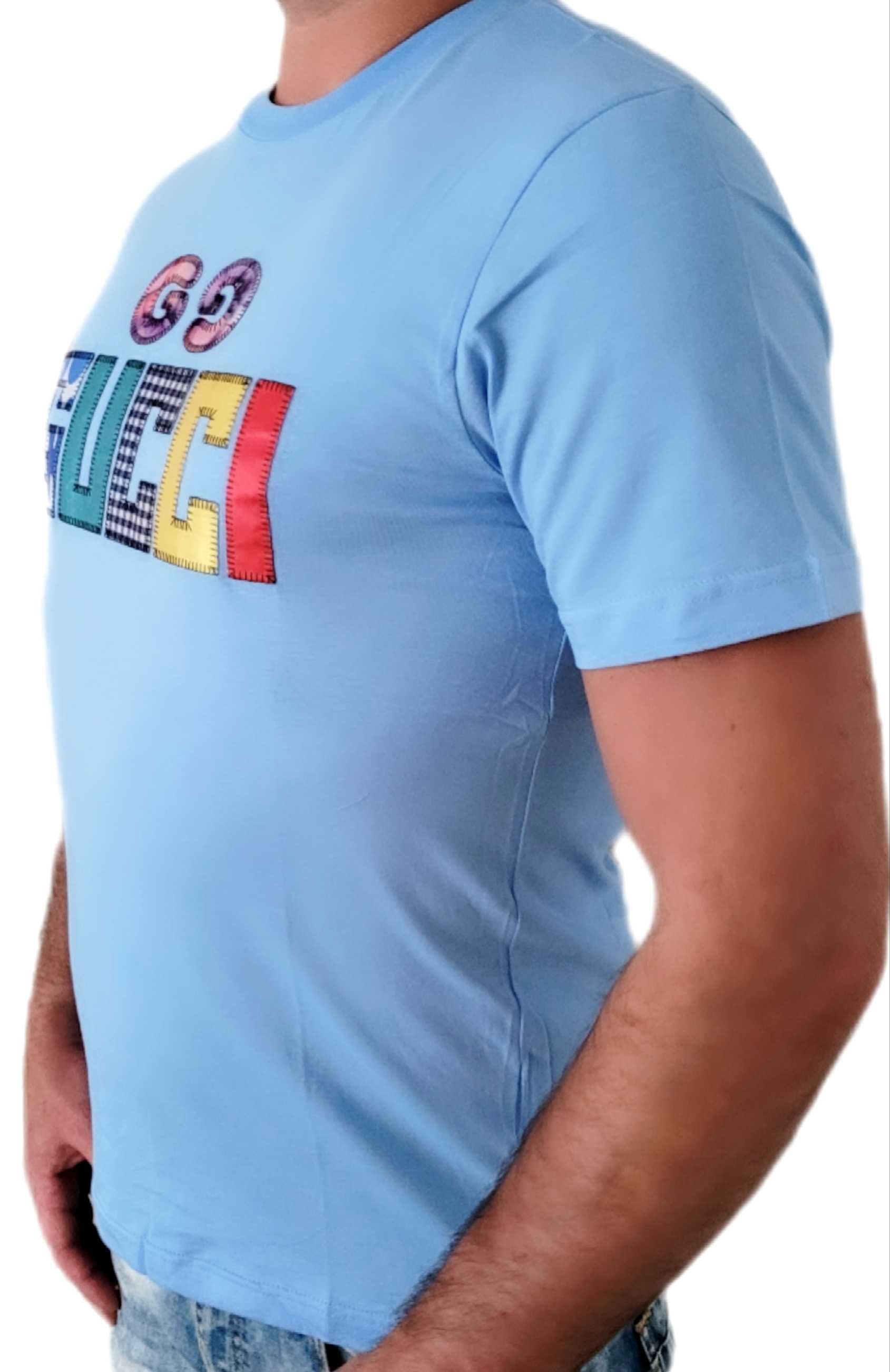 Koszulka męska t-shirt GG niebieska Wyprzedaz
