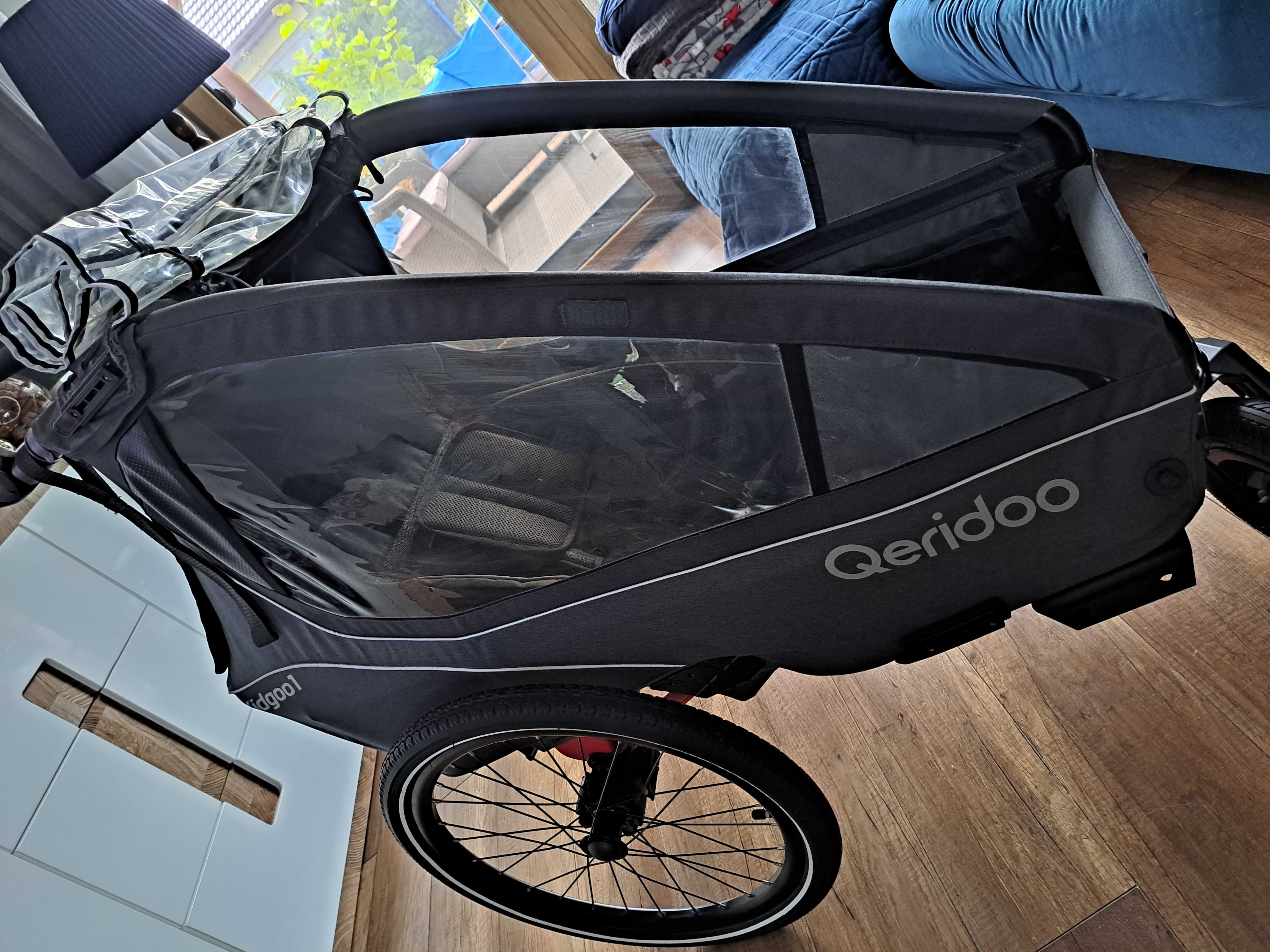 Przyczepka rowerowa Qeridoo Kidgoo 1 jak nowa na gwar. plus k.jogger
