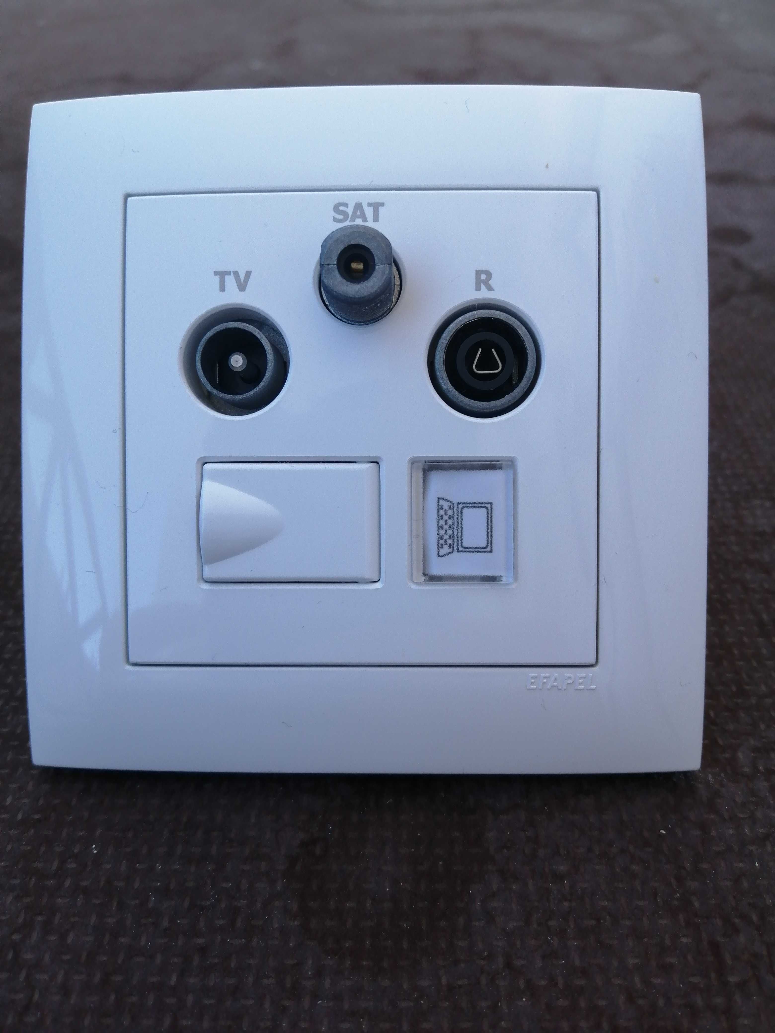 Tomada mista R+TV+SAT+RJ45 Cat6 UTP