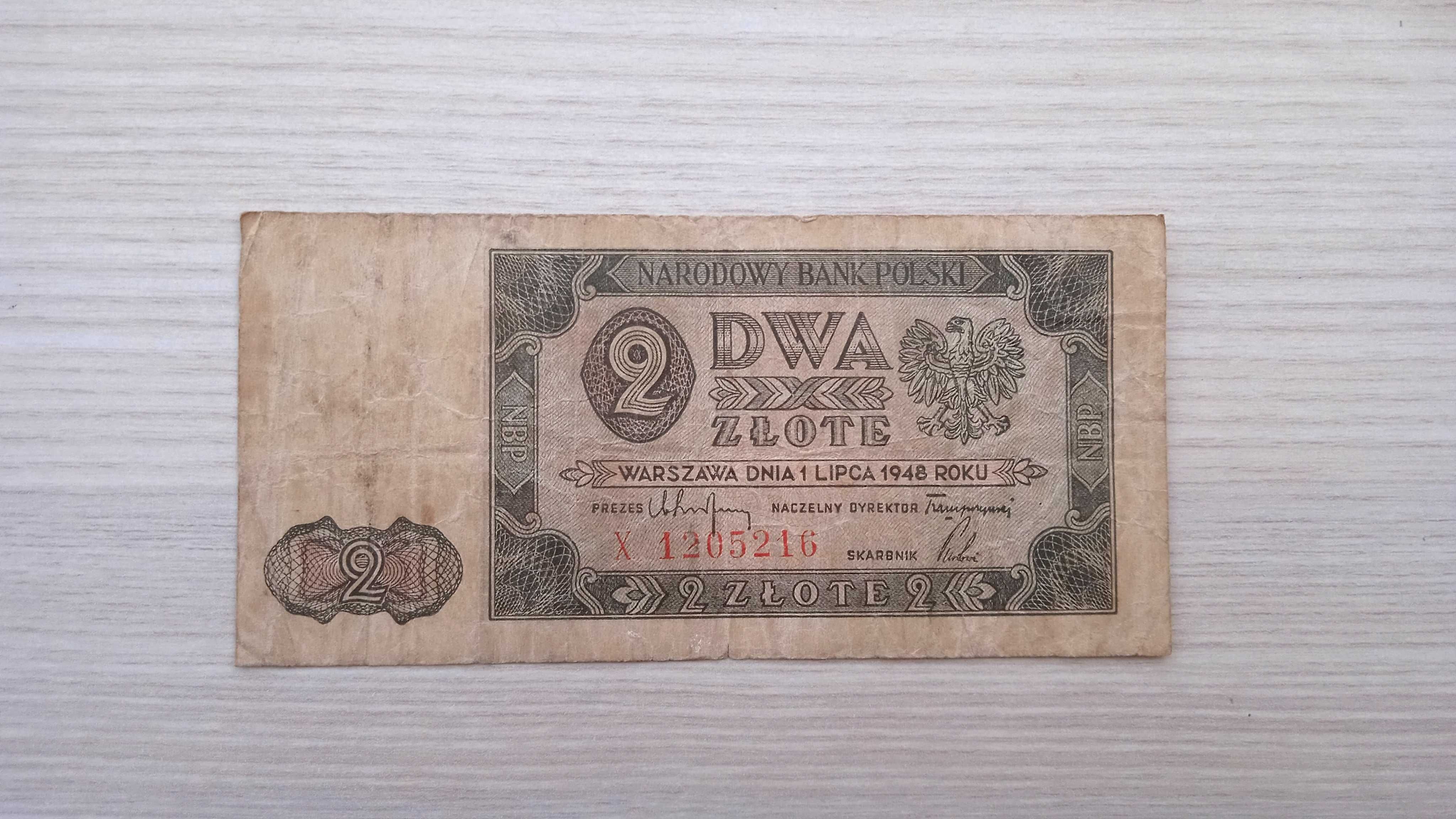 Banknot PRL  2 zł 1948  ser. X