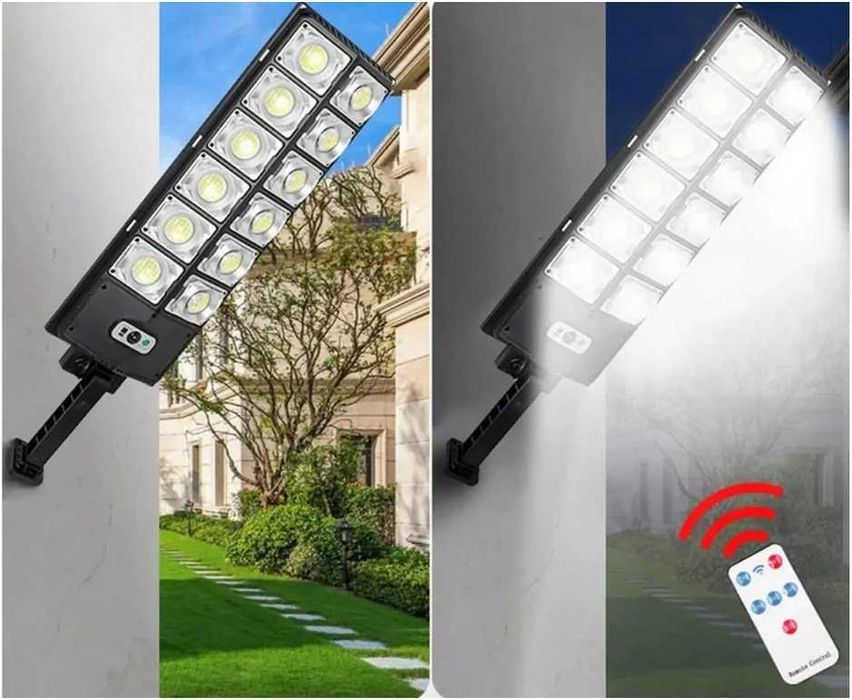 DUŻA Lampa solarna uliczna 500 LED 1200w MOCNA Halogen Zewnętrzna SOLA