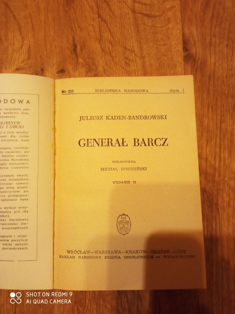 Biblioteka Narodowa Juliusz Kaden-Bandrowski Generał Barcz