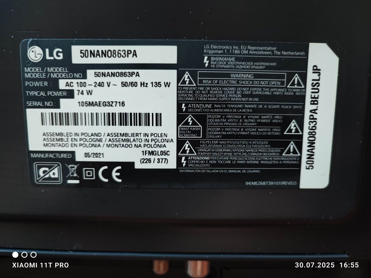 Telewizor LG 50NANO863PA 50" LED 4K 120Hz WebOS Dolby Atmos HDMI 2.1