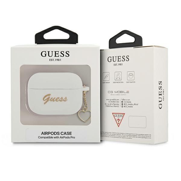 Etui Silikonowe Guess Charm Heart Collection dla AirPods Pro White