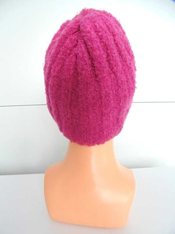 Tompex różowa cieplutka czapka damska wełna z akrylem