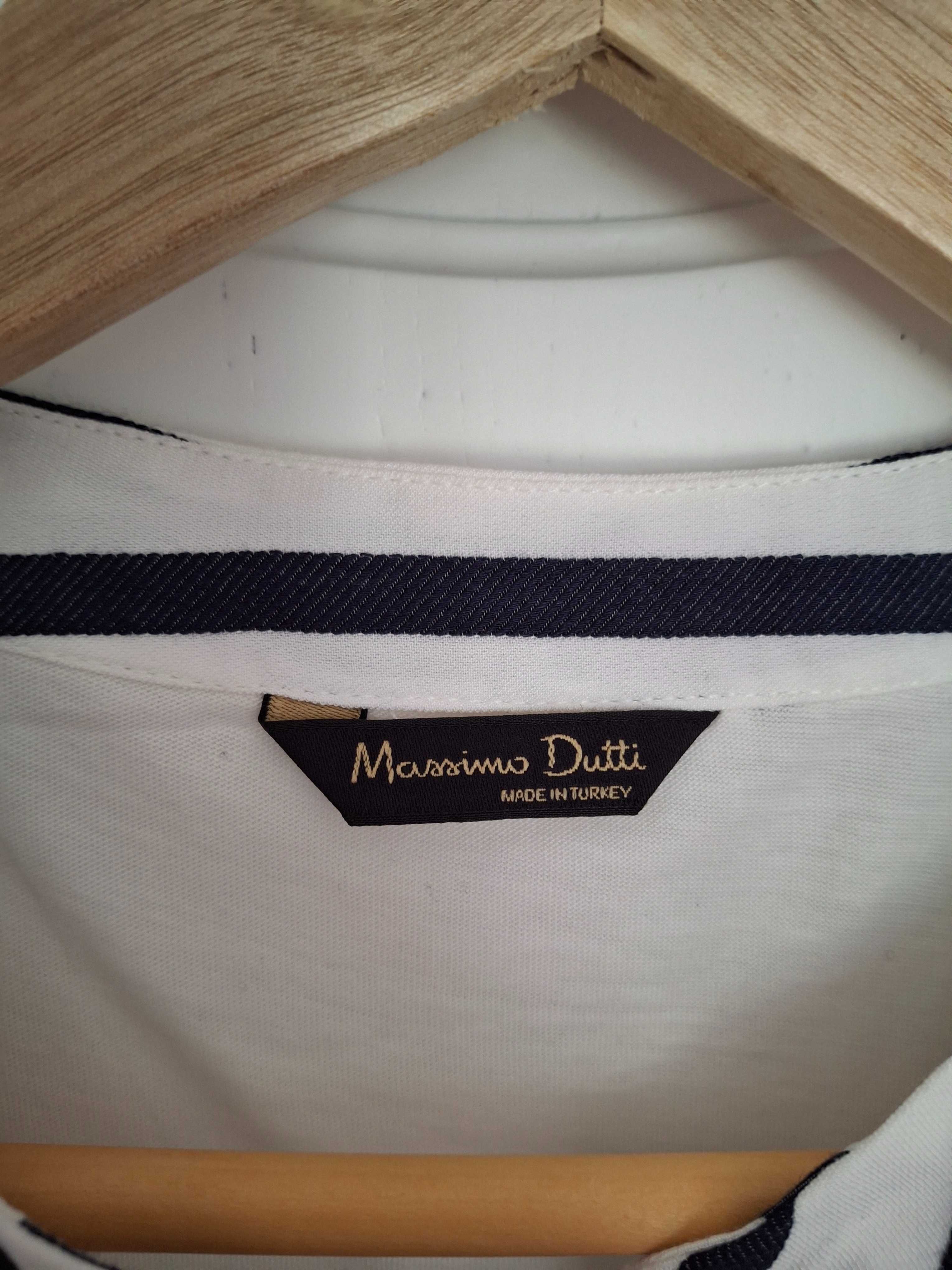 Bluzka bez rekawów w paski granat wiskoza L Massimo Dutti