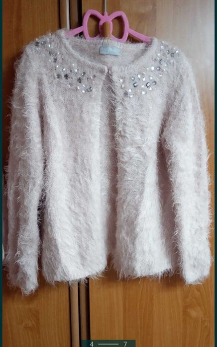 H&M ,Next piękny sweterek milutki +koszula błyszcząca od 6 lat wzwyż
