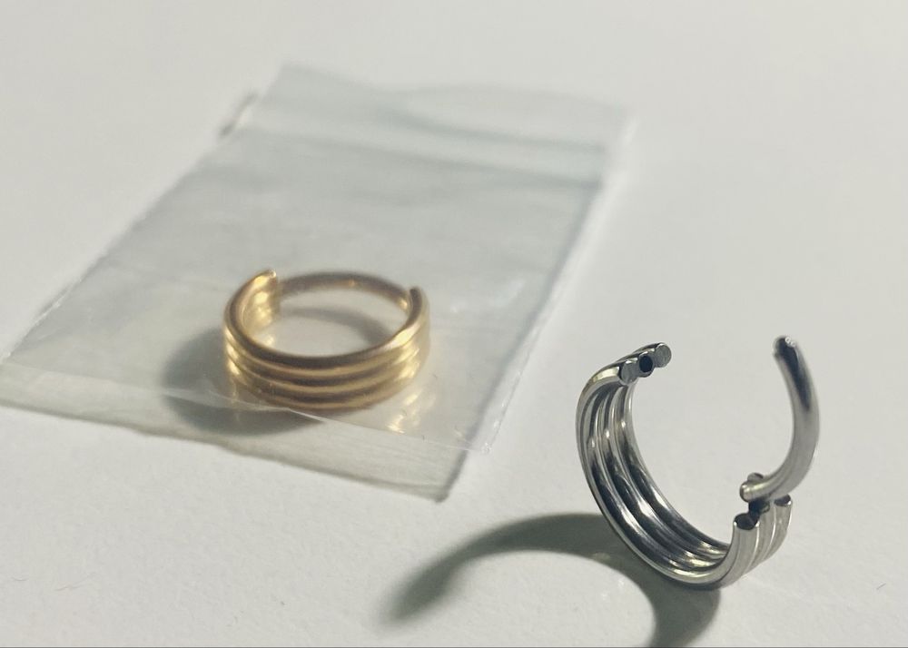 Kolczyki Piercing tytanowy kółko Clicker 10 mm z trzema obręczami