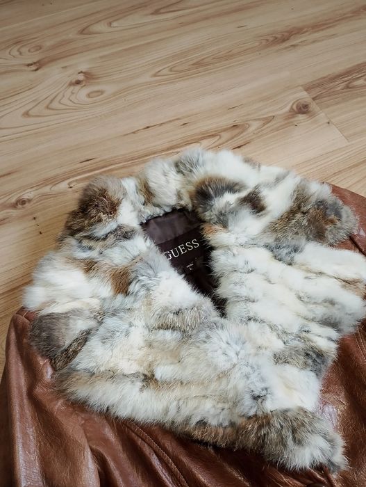 Brązowy Damski Skórzany Płaszcz Guess