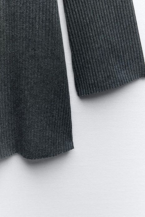 Сіра сукня в рубчик zara міні / серое платье мини в рубчик зара