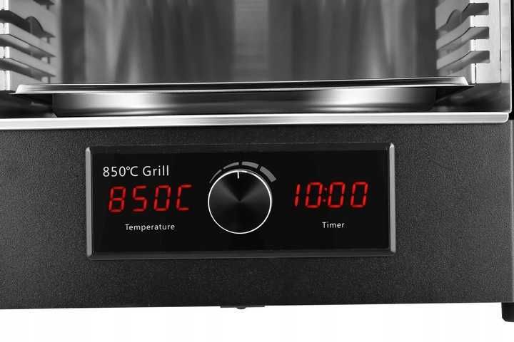 Grill Elektryczny DO STEKÓW EL FUEGO TEXAS z rożnem stołowy 850C Czarn