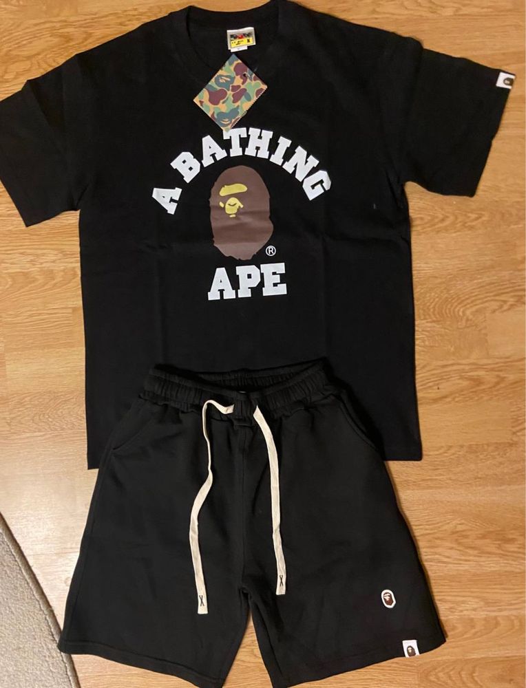 Шорты bape sweat drip, шорти бейп bape, комплект футболка бейп + шорти