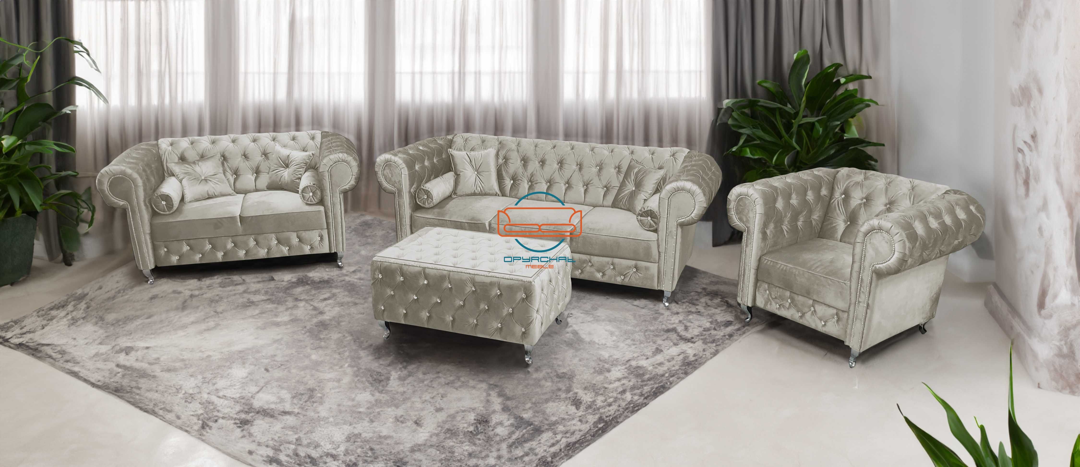 Producent zestaw 3+2+1 + stolik CHESTERFIELD kryształki NR.11