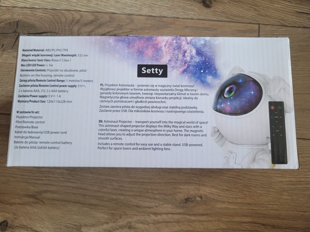 Projektor astronauta Setty różne tryby świecenia