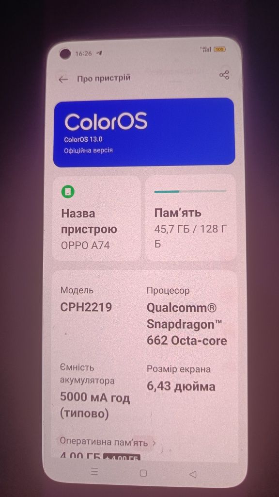 Продам телефон OPPO A74