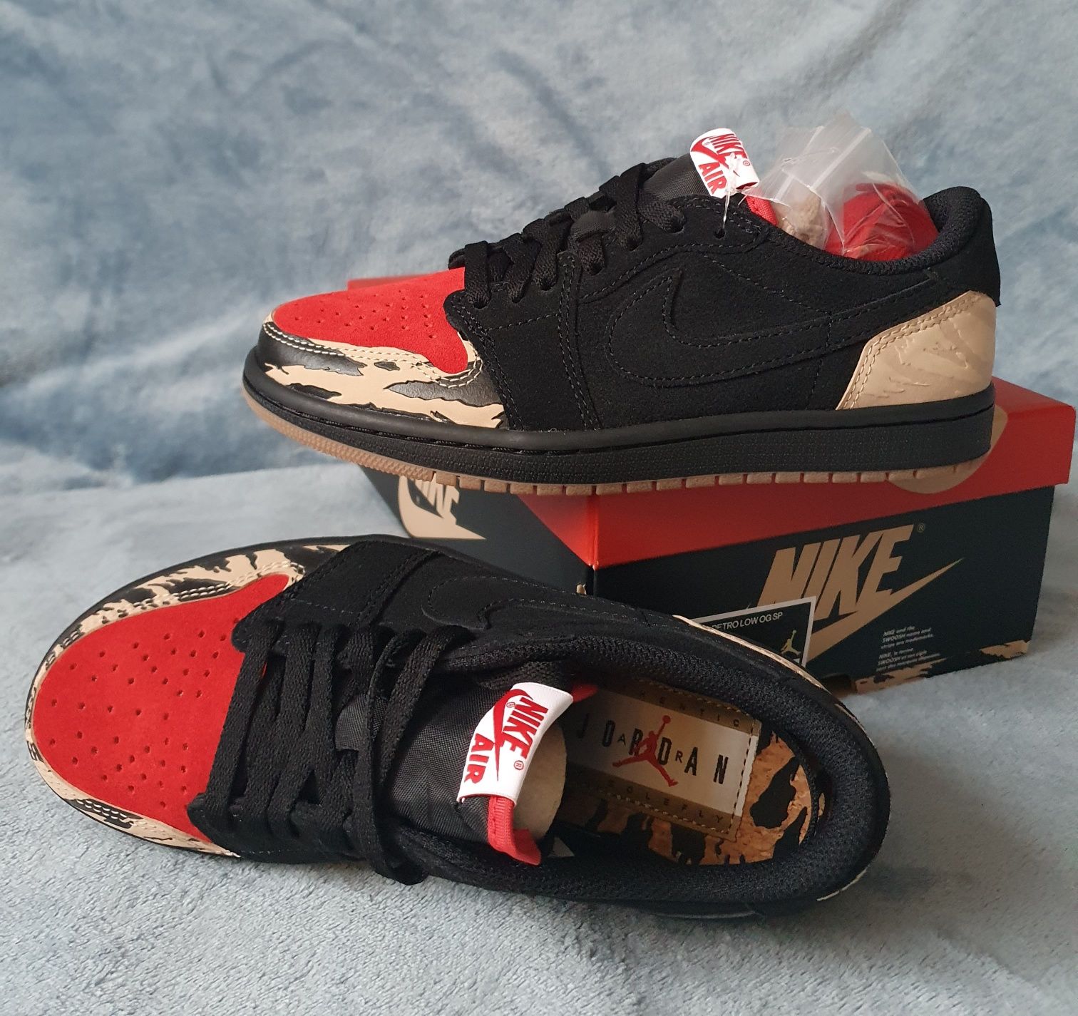 Nike Air Jordan 1 Low x SoleFly 38 Black and Sport Red