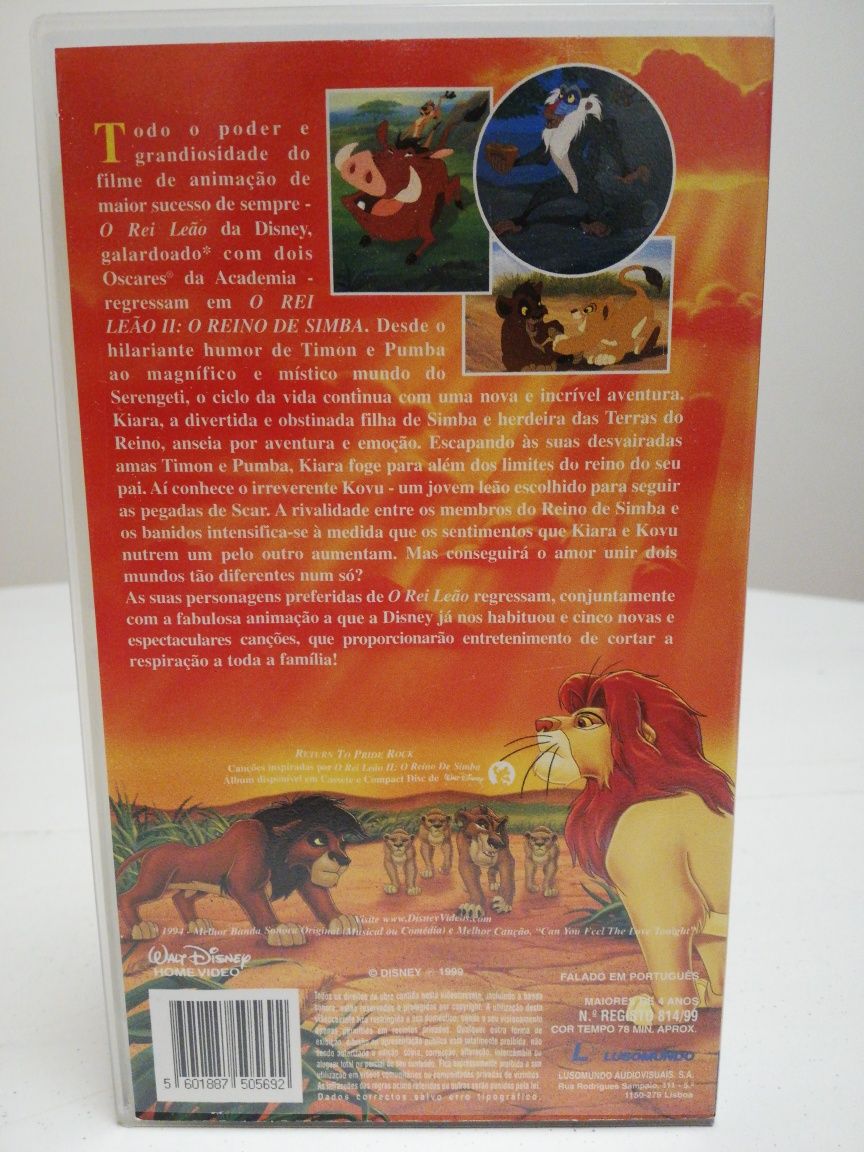 Cassete VHS - O Rei Leão II