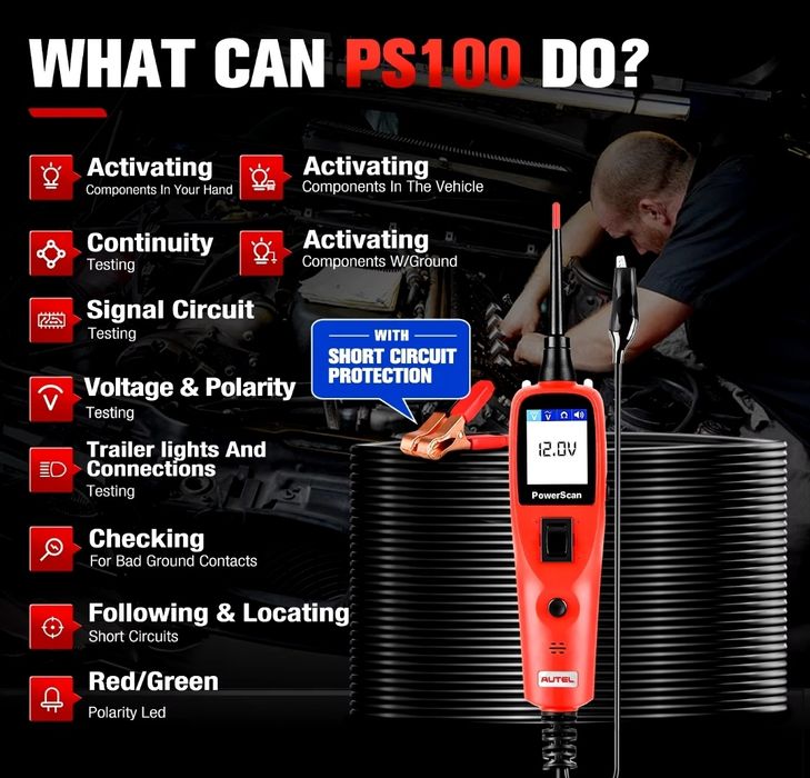 Autel PowerScan PS100 – Teste de Circuito Elé