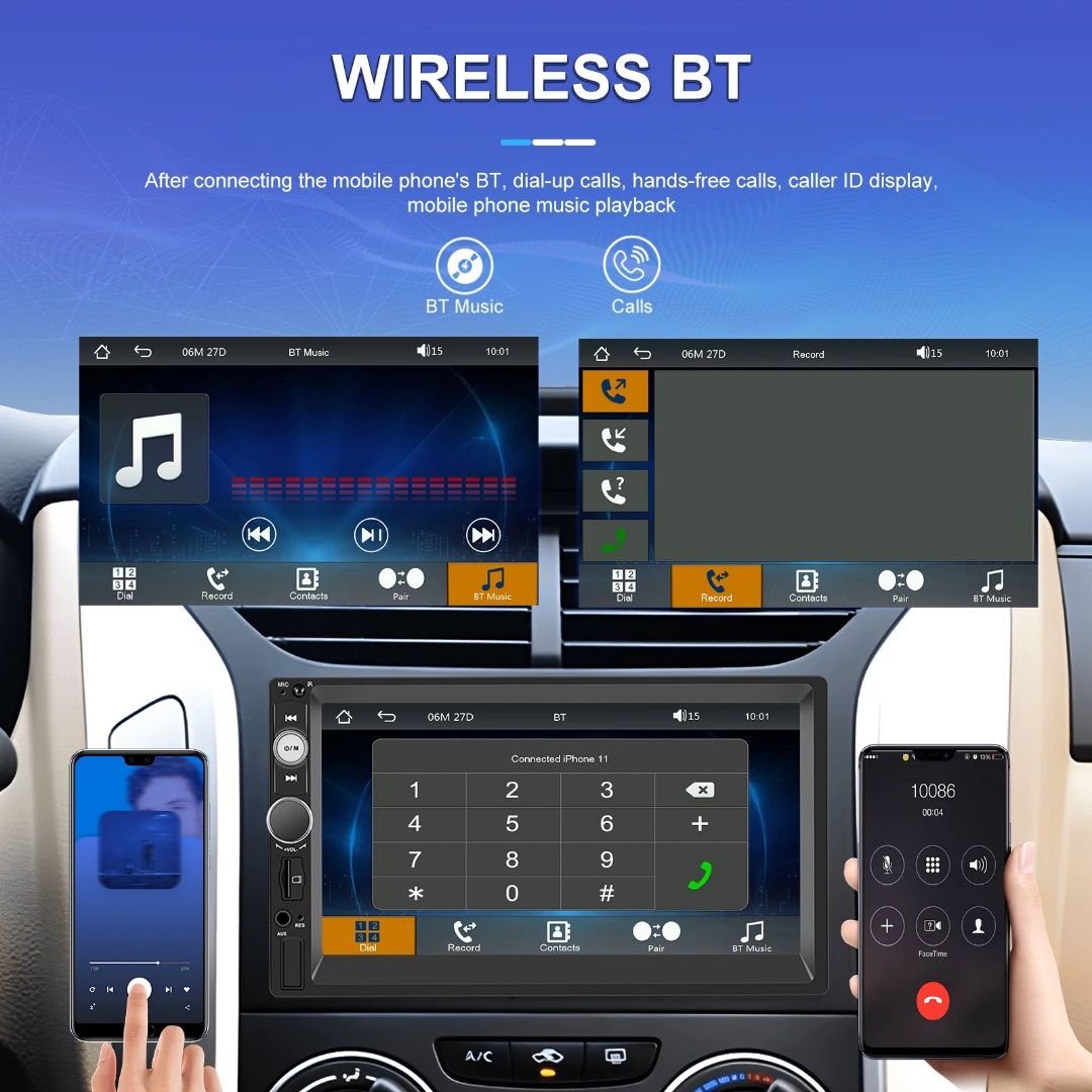 Rádio 2din 7" CARPLAY e Android Auto sem fios Bluetooth FM USB novo