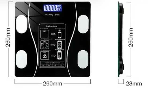Ваги для підлоги  Розумні ваги А-8003  с Bluetooth 180 кг фітнес СМАРТ