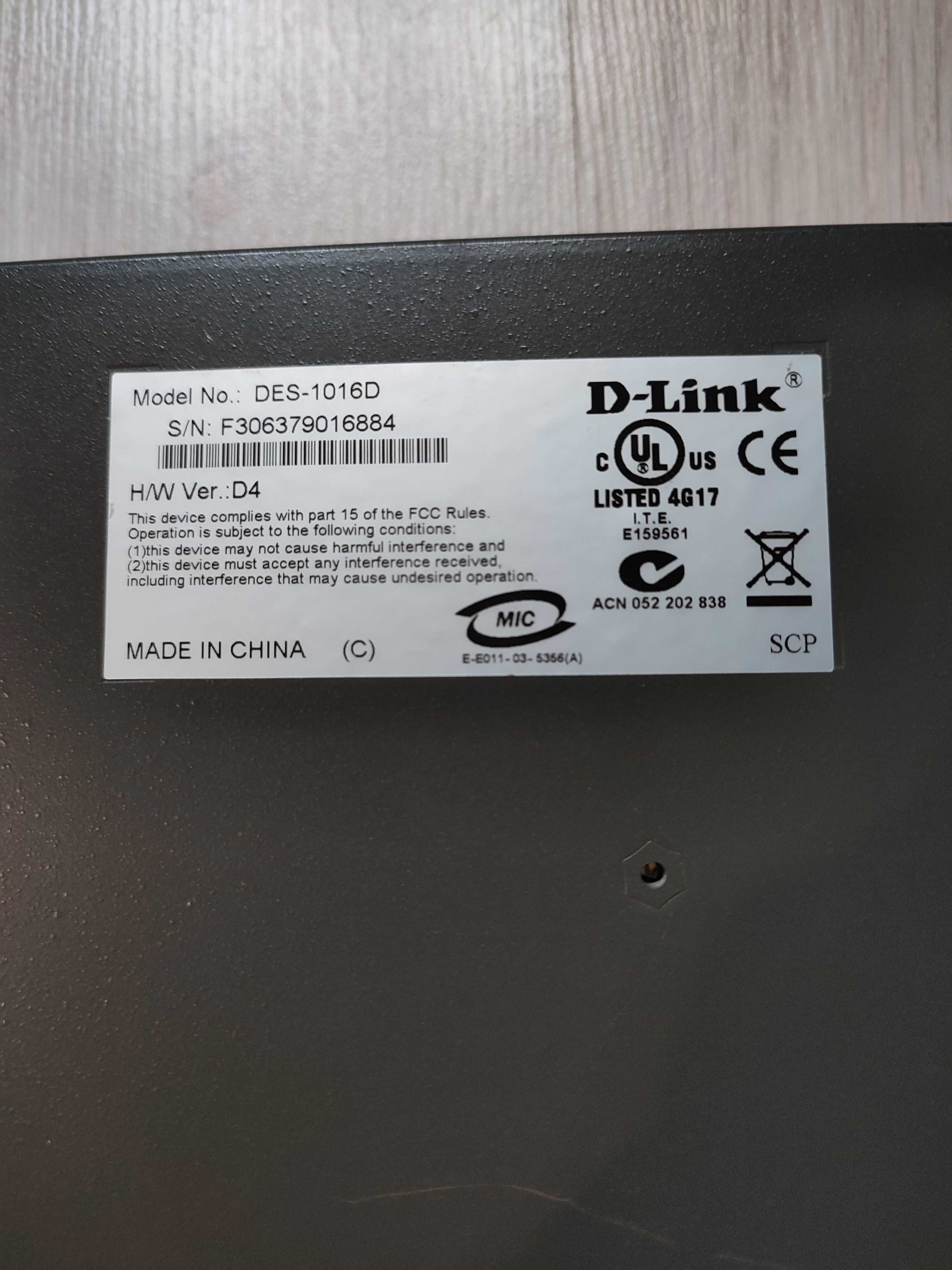Коммутатор локальної мережі (Switch) D-Link DES-1016D