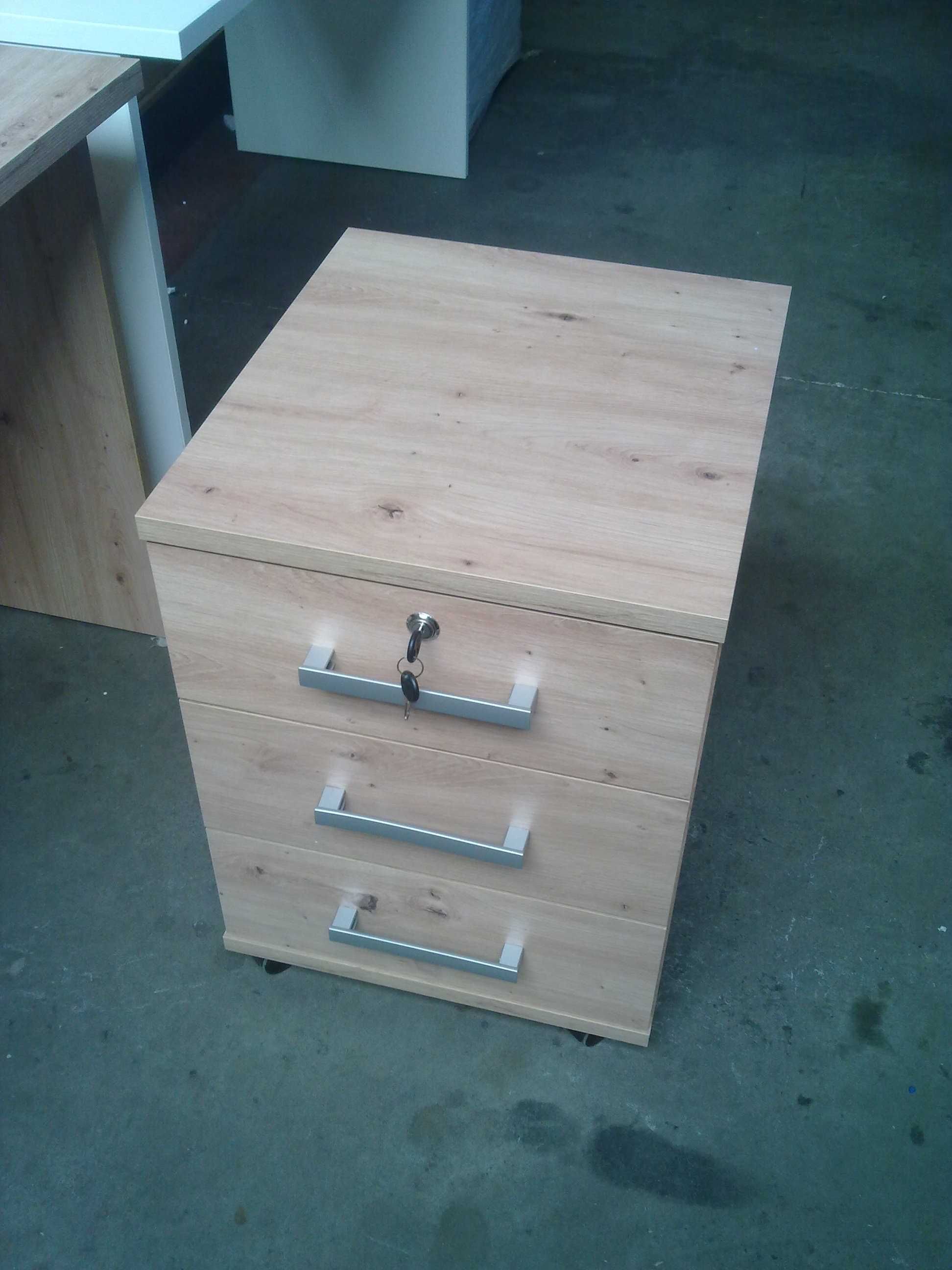 (48x43x60 dąb artisan)Nowy kontenerek na kółkach pod biurko