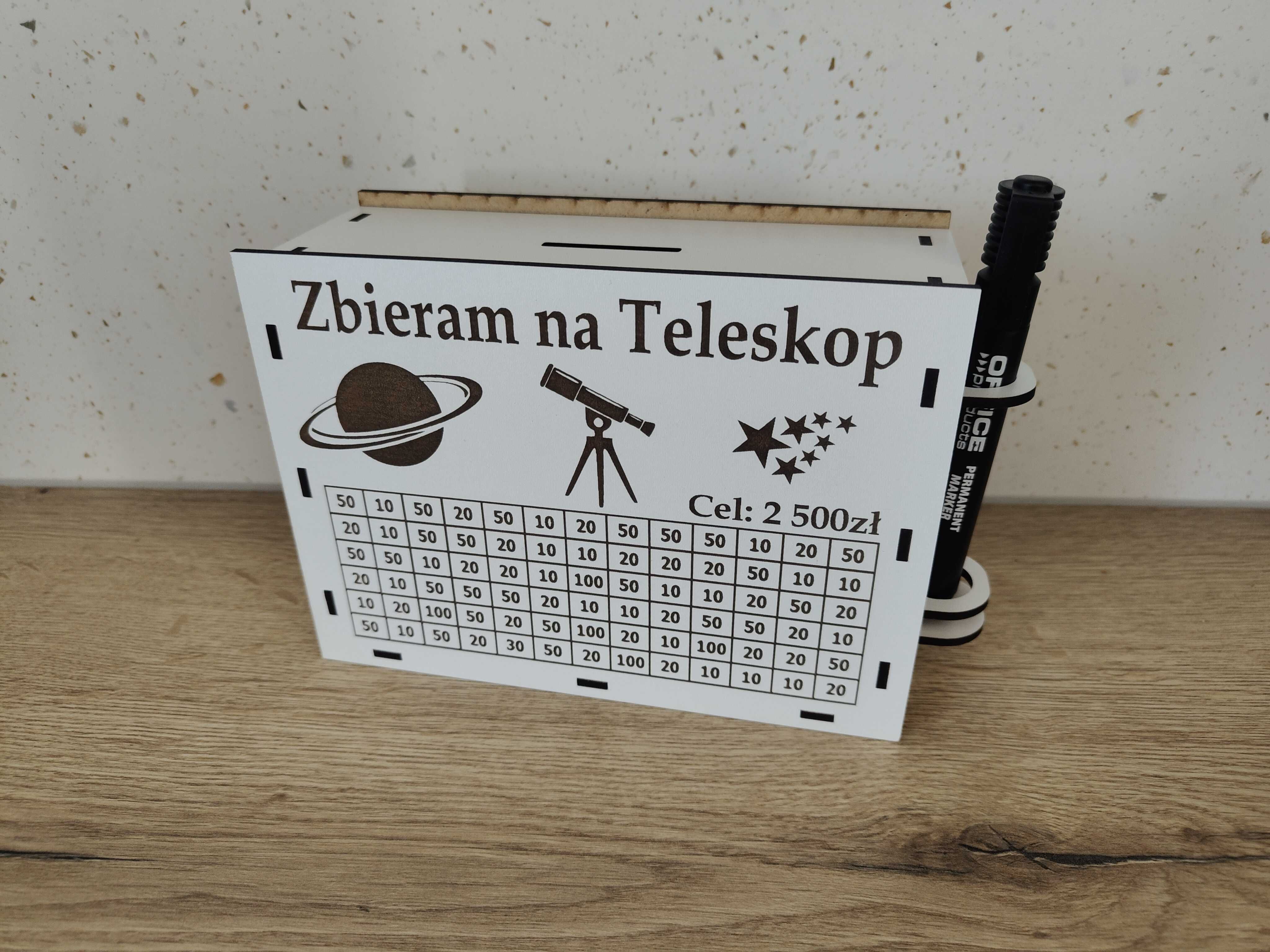 Skarbonka wykreślanka + pisak gratis, indywidualny projekt