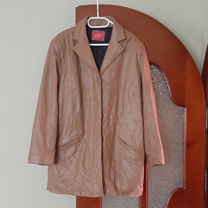 Великий  размір кожаний шкіряний тренч пиджак