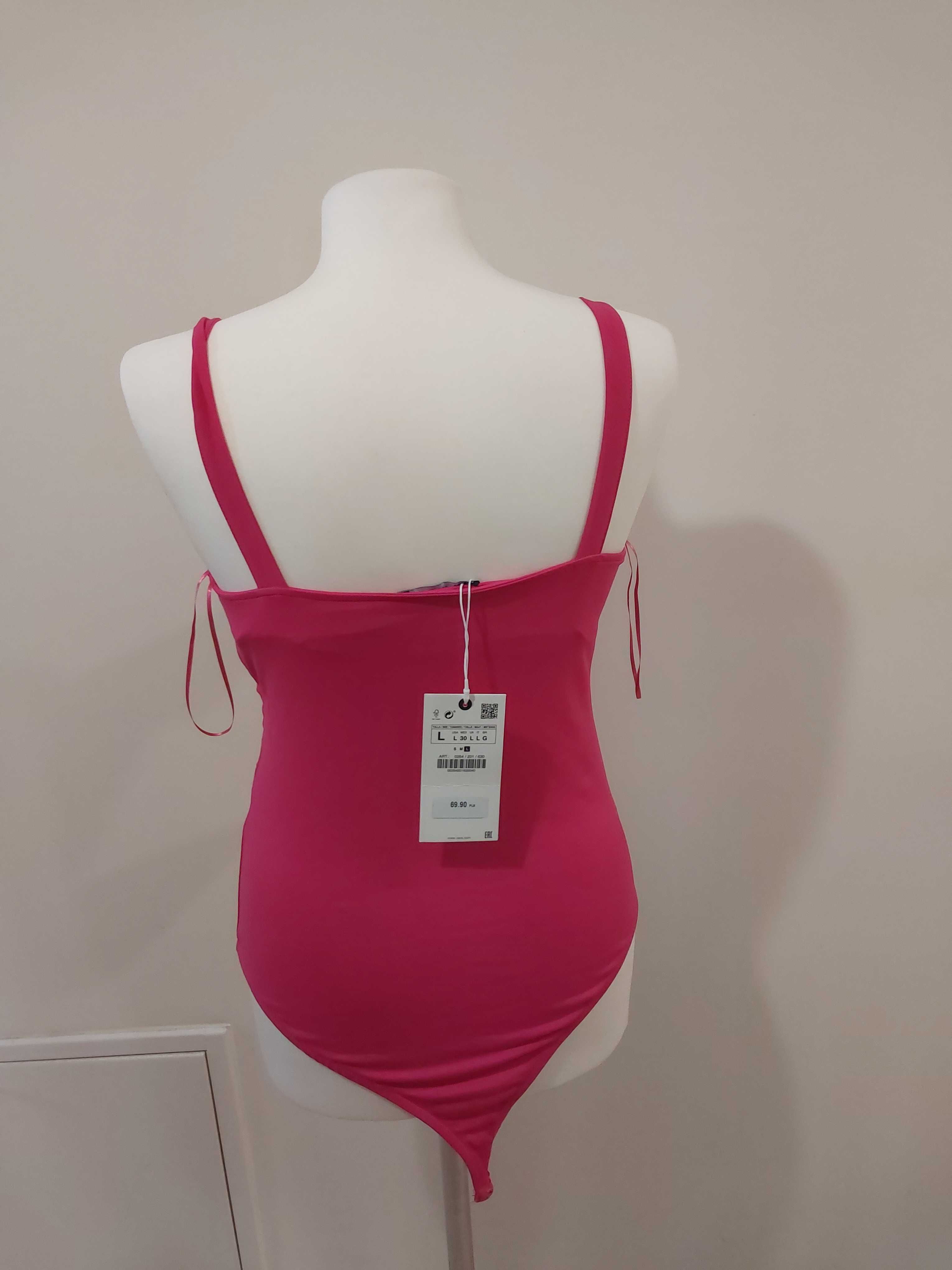 nowy strój kąpielowy jednoczęściowy ZARA, body, bikini, fuksja, L