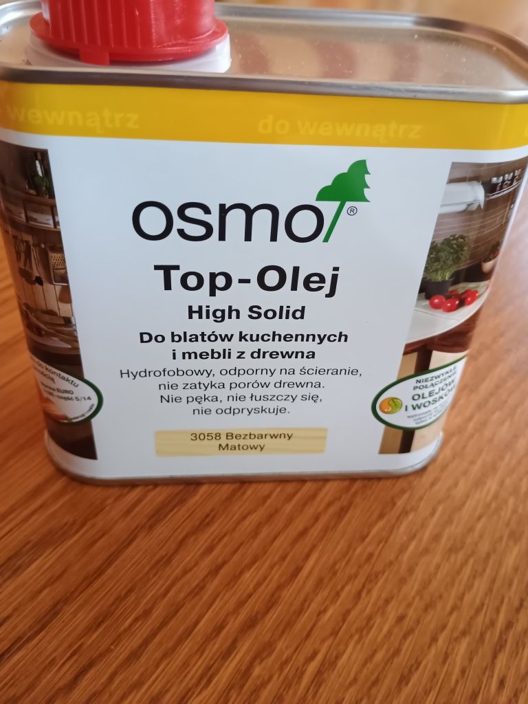 Bezbarwny matowy Top-Olej do blatów kuchennych i mebli z drewna, 0,5l,