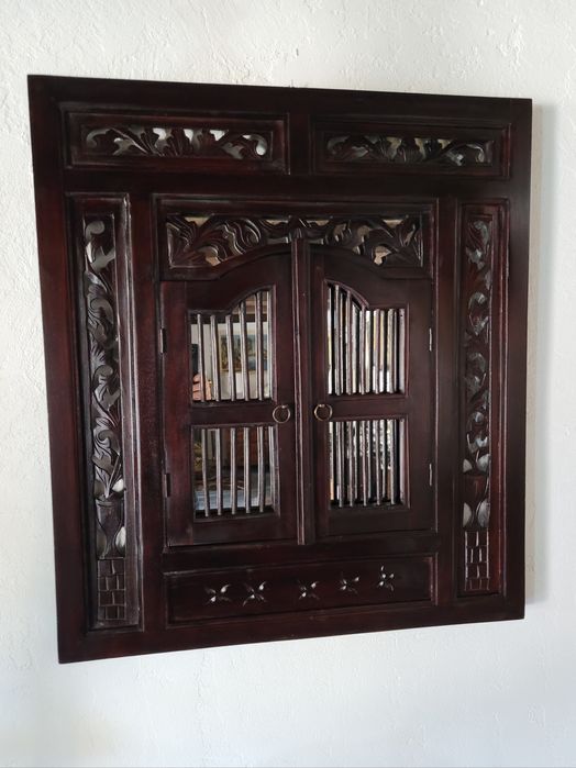 Lustro w stylu kolonialnym drewno egzotyczne