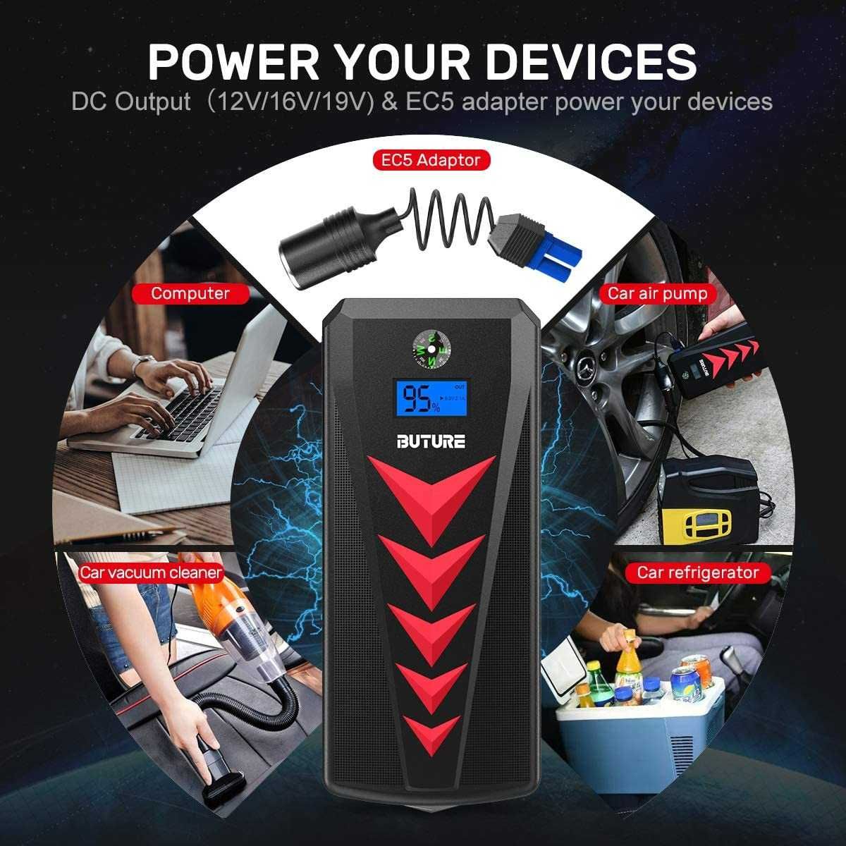 Buture Led jump starter carregador booster arranque bateria power bank