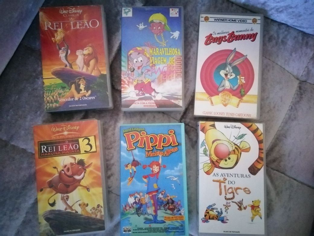 30 Cassetes de video VHS para crianças - 2€/cada. Pack das 30= 50€