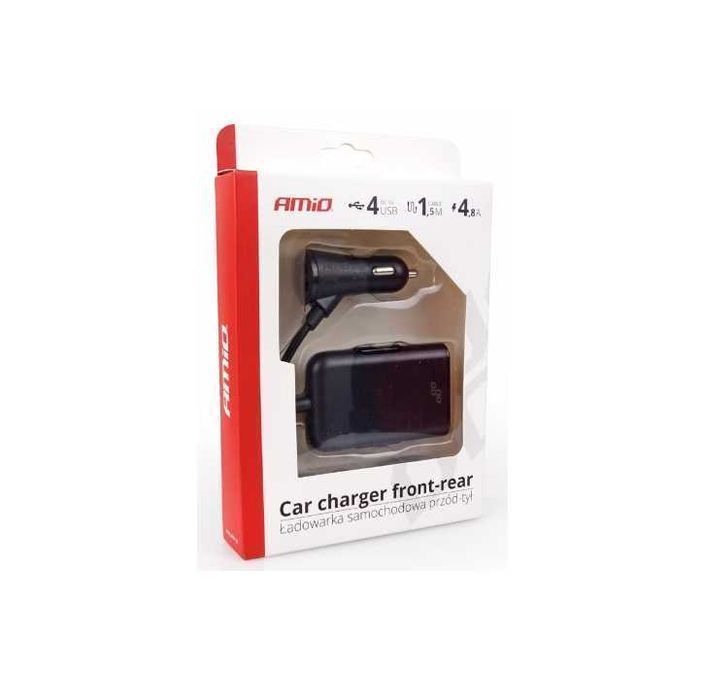 Rozgałęźnik ładowarka rozdzielacz 4 x port USB 4.8 A do auta 1,5 m