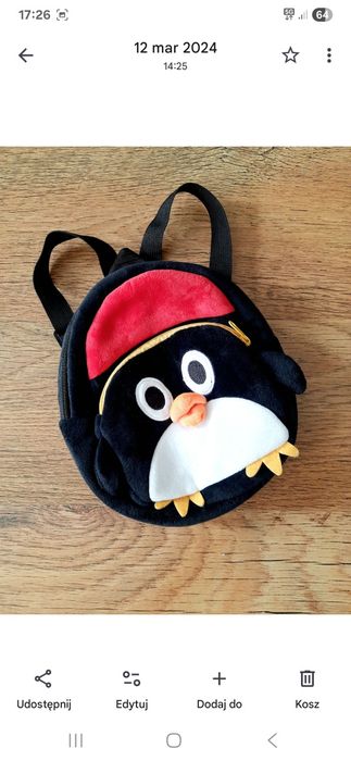 Plecak plecaczek pluszowy pingwin