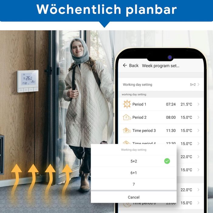 Termostata Beok TDS75-WIFI-WP do wodnego ogrzewania podłogowego