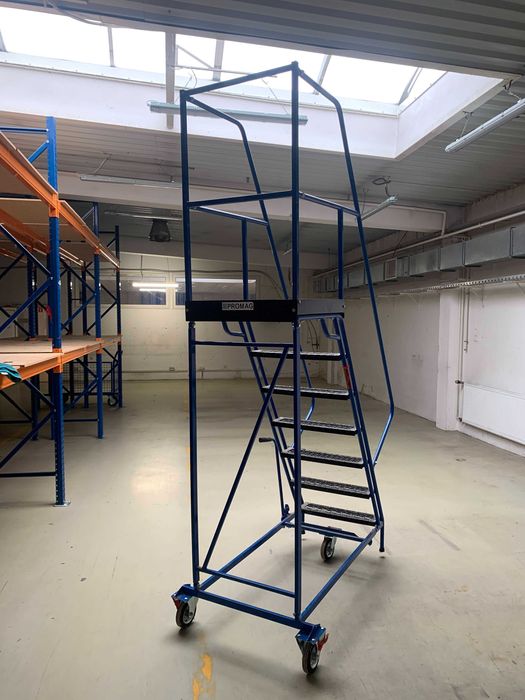 Drabina magazynowa jezdna PROMAG DMP 1,75m, schody na kółkach