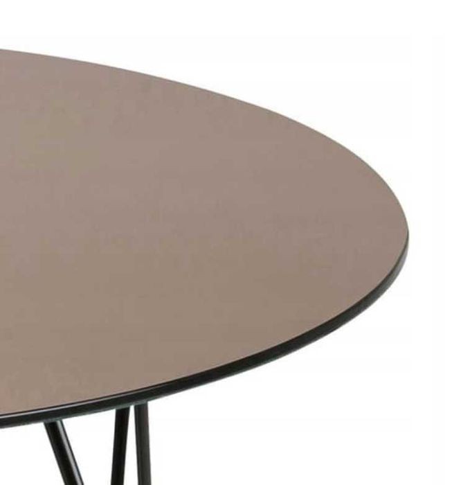 NOWY stolik kawowy okrągły szklany blat miedziany czarny lustro