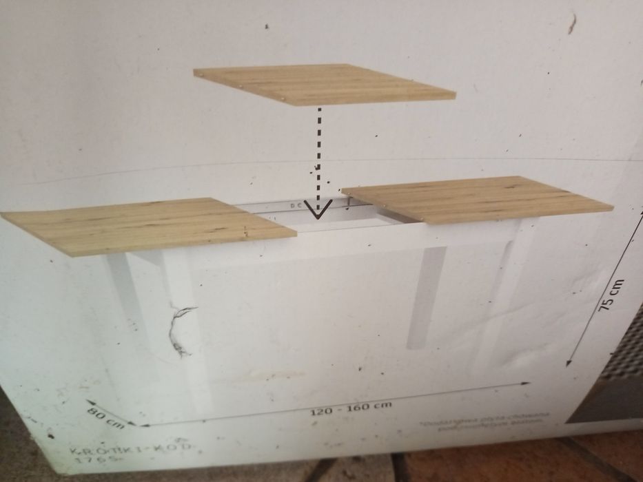 Stół z rozsuwanym blatem, wym. 120-160x80x75