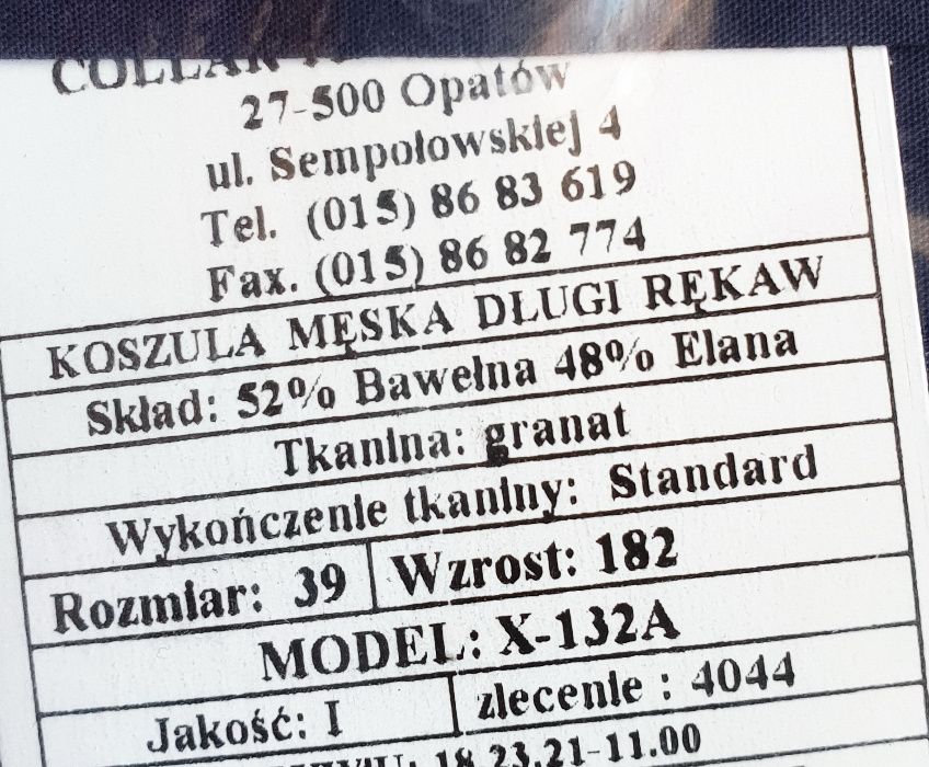 Koszula Męska Długi Rękaw Marynarka Wojenna PAGONY Militaria 39/182