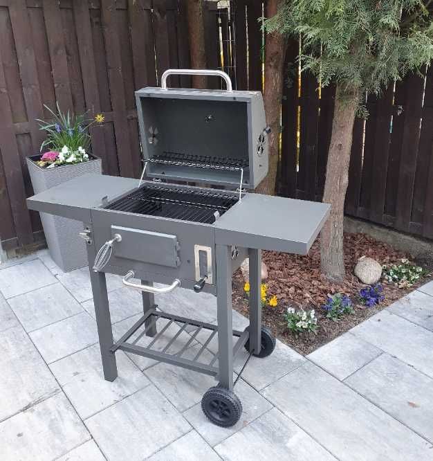 GRILL NOWY grill ogrodowy węglowy pokrywa popielnik termometr