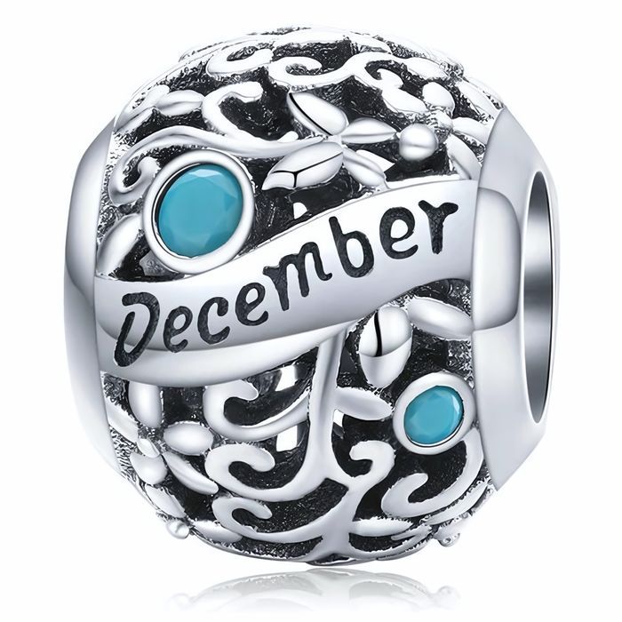 Rodowany Srebrny Charms Do Pandora Miesiąc Grudzień December Charm225