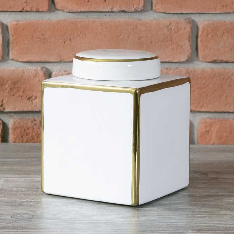Pojemnik ceramiczny biel+złoto 109927