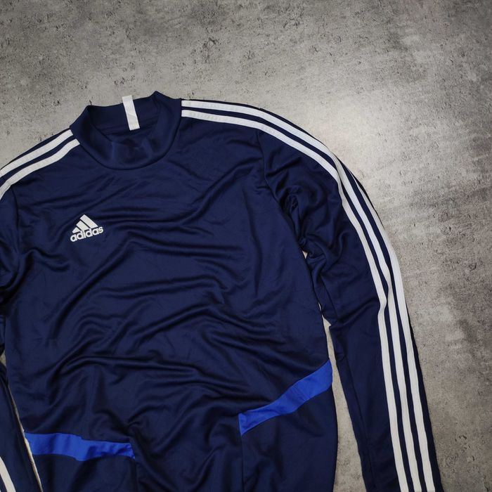 MĘSKA Sportowa Bluzka Długi Rękaw Adidas Granatowa 3 Paski Climacool