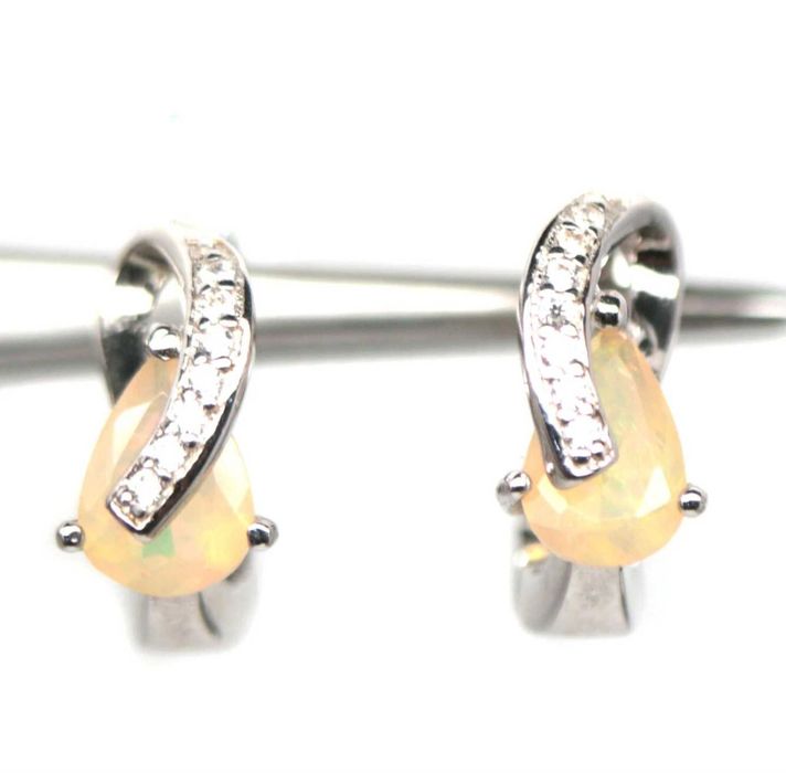 Kolczyki Srebro 925 Naturalny OPAL Etiopski Rod