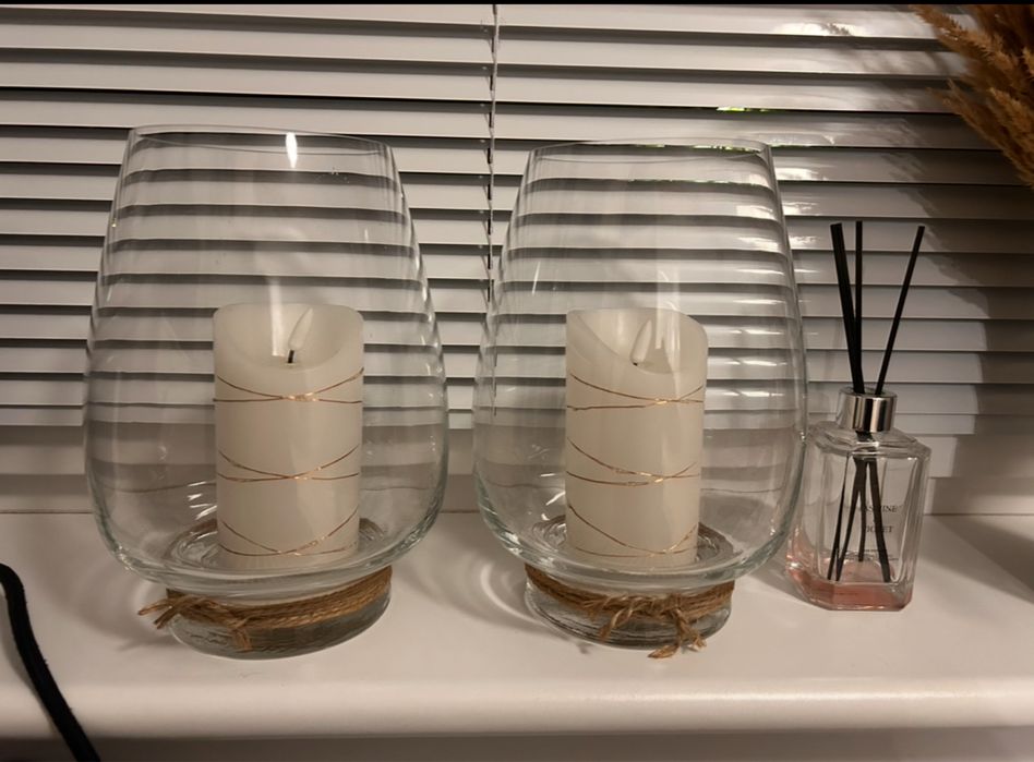 Szklane lampiony wazony świeczniki